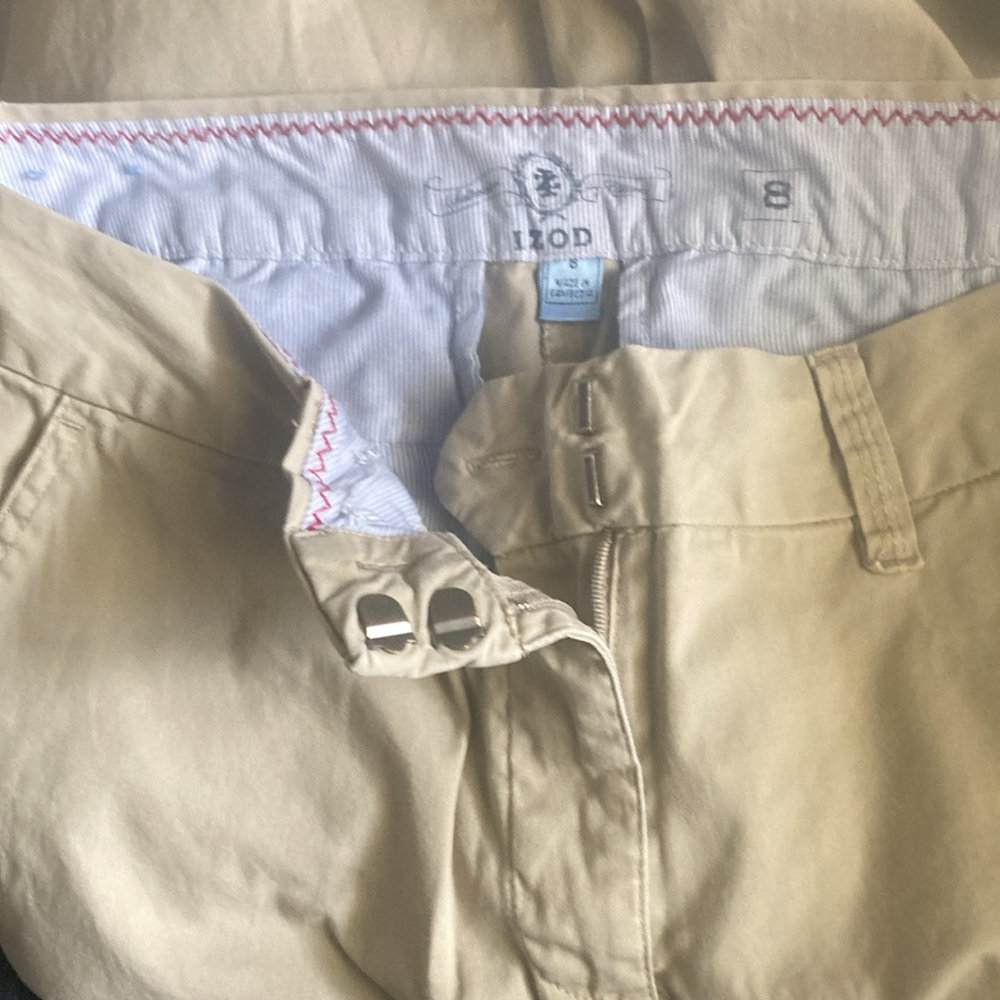 💫IZOD Men's Tan classic Flat Front Shorts - Picture 4 of 6